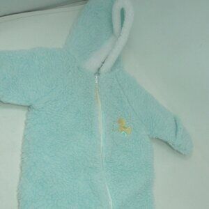 VTG Cuddletime Baby Newborn Blue Fleece Bunting Hooded Yellow Duck
